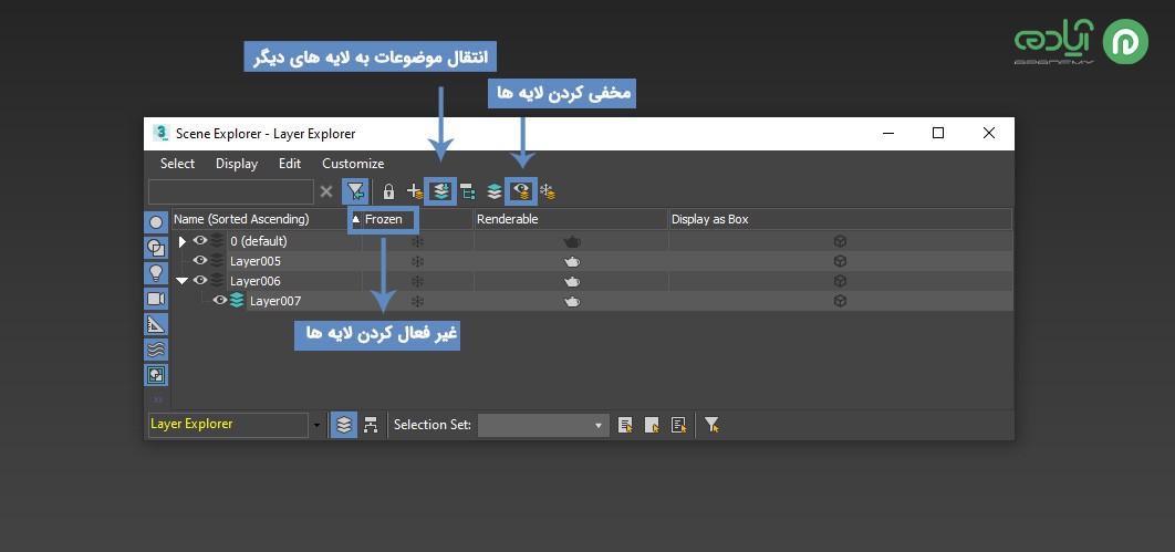 گزینه های موجود در پنجره Scan Explorer_ Layer Explorer